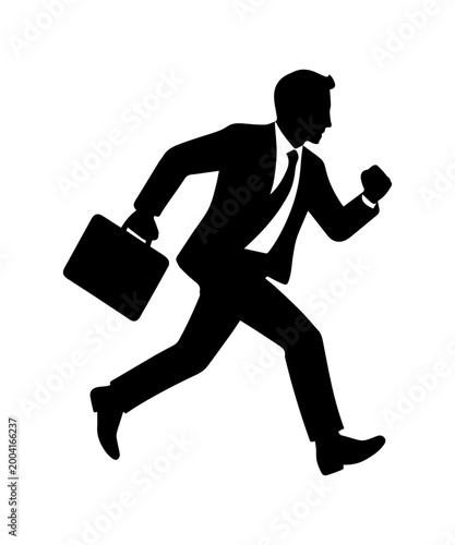 Businessman silhouette running in competition career race