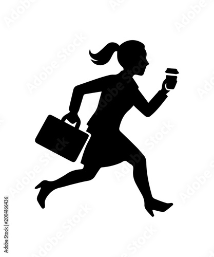 Businesswoman silhouette running in competition career race