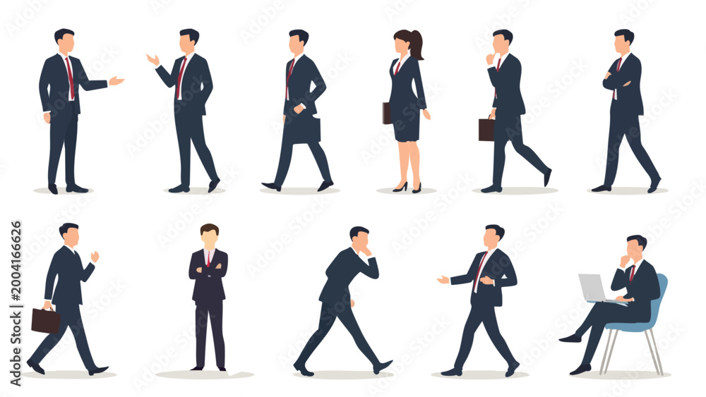Obraz premium Business people in suits posed for work with business