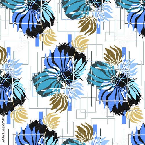 Modern Floral and Geometric Seamless Pattern