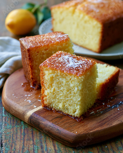 Homemade Buttermilk Cake Dessert on Rustic Kitchen Table