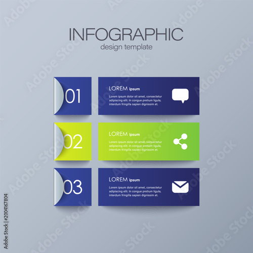 Minimalistic modern  infographic design. Three step vertical infographic template