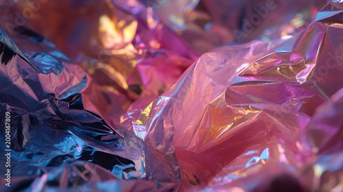 Iridescent Foil Waves: Multicolor Metallic Texture Design