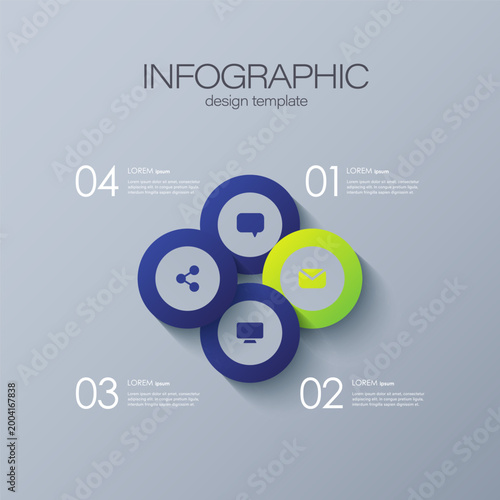 4 circular infographic elements. Minimalistic infographic template.