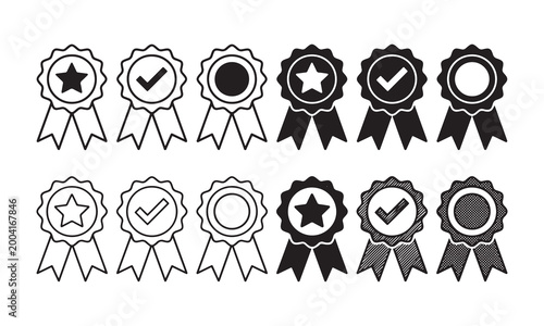 Collection of black and white ribbons with various symbols on them