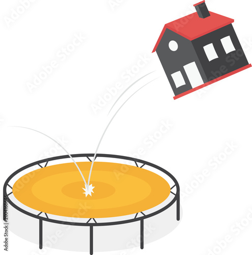 House property icon bouncing on a trampoline