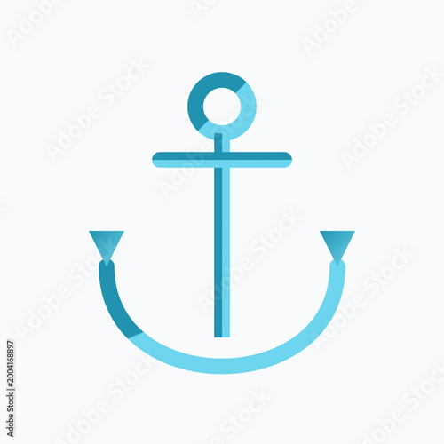 A clean and simple blue anchor graphic with a minimalist design on a white illustration