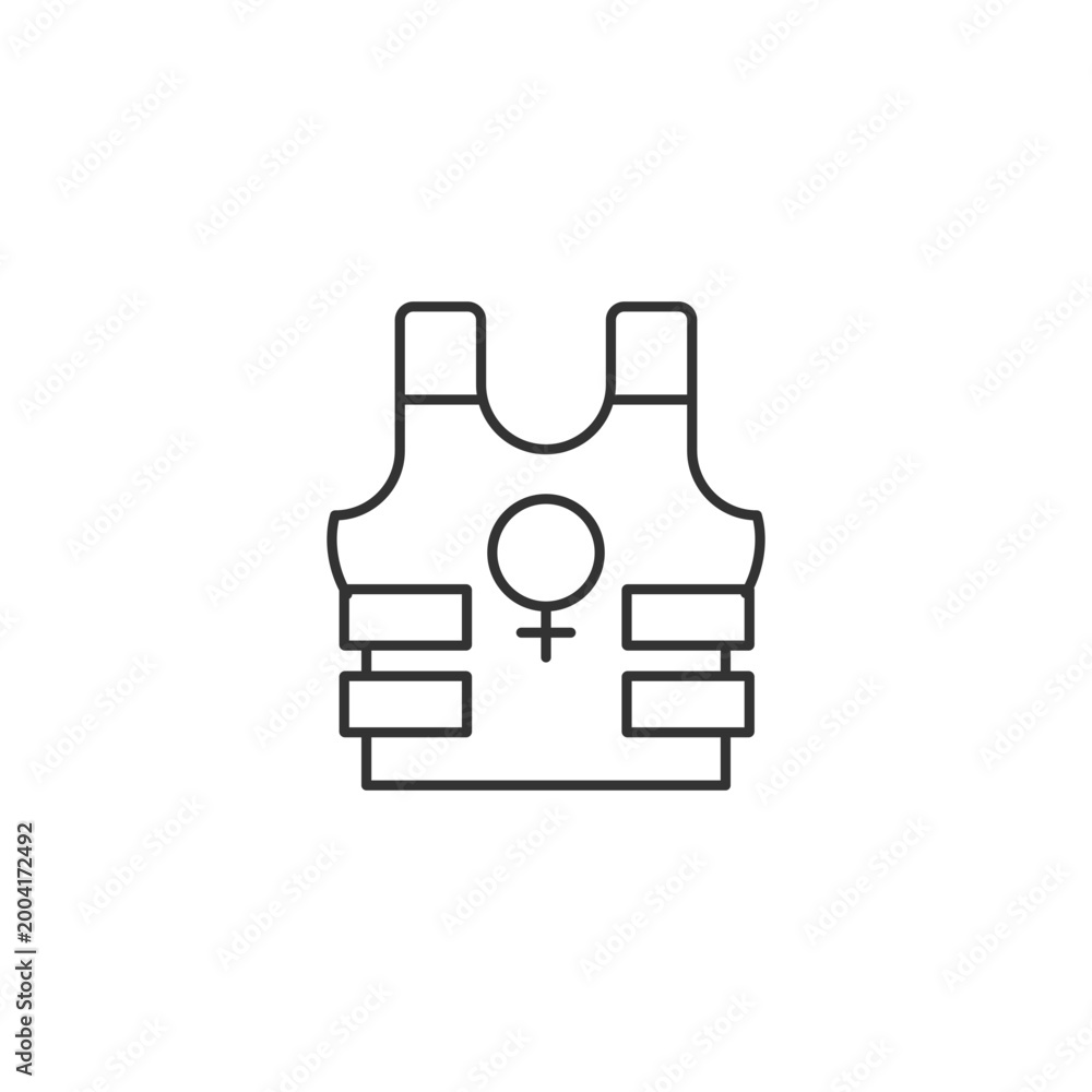 Obraz premium Women in military linear icon. Female soldiers. Equal opportunities. Freedom fighter. Thin line customizable illustration. Contour symbol. Vector isolated outline drawing. Editable stroke