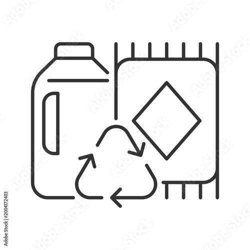 Rugs from recycled materials linear icon. Environmentally friendly floor mats. Ethical flooring. Thin line customizable illustration. Contour symbol. Vector isolated outline drawing. Editable stroke