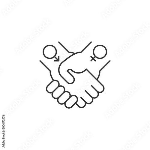 Equitable relationships linear icon. Partnership between women and men. Achieve gender equality. Thin line customizable illustration. Contour symbol. Vector isolated outline drawing. Editable stroke