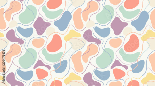 Schilderij op canvas Colorful abstract jellybean pattern with pastel blobs and soft shapes for a vibrant background design