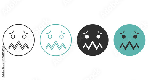 Emojis sad faces set with various expressions and colors featuring emoji, black, white with teal