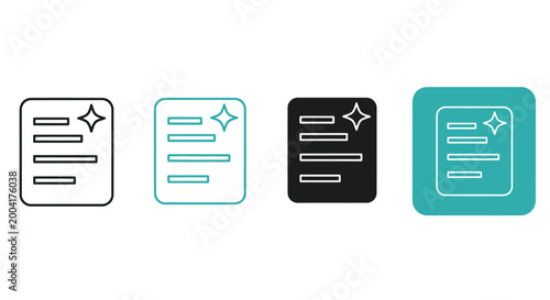 Document icons set with starburst and text lines in various colors featuring colorful, graphic,