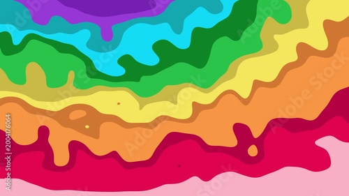 Rainbow fluid waves animation, abstract colorful background motion