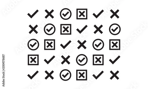 Black checkmark and cross symbols