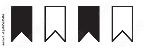 Set of four black and white bookmark icons