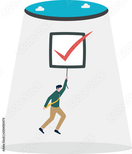 Professional abducted by UFO with check mark