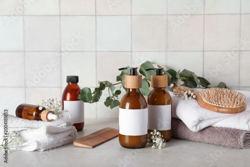 Composition with bottles of...