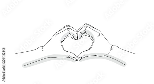 Continuous Line Art Hands Making Heart Shape Vector