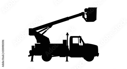 Cherry picker silhouette on white background high quality