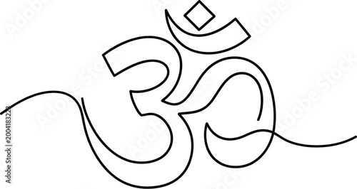 Minimalist Om Symbol Line Art for Yoga Meditation and Spiritual Harmony
