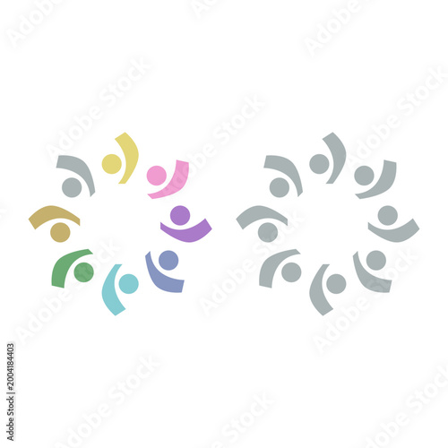 COLORFUL PEOPLE COMMUNITY UNION SIGN SYMBOL LOGO VECTOR ISOLATED ON WHITE