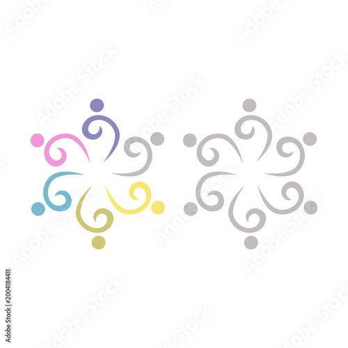 COLORFUL PEOPLE COMMUNITY UNION SIGN SYMBOL LOGO VECTOR ISOLATED ON WHITE