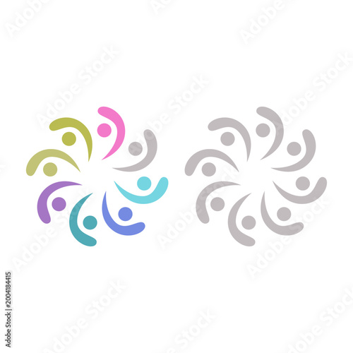COLORFUL PEOPLE COMMUNITY UNION SIGN SYMBOL LOGO VECTOR ISOLATED ON WHITE
