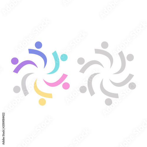 COLORFUL PEOPLE COMMUNITY UNION SIGN SYMBOL LOGO VECTOR ISOLATED ON WHITE