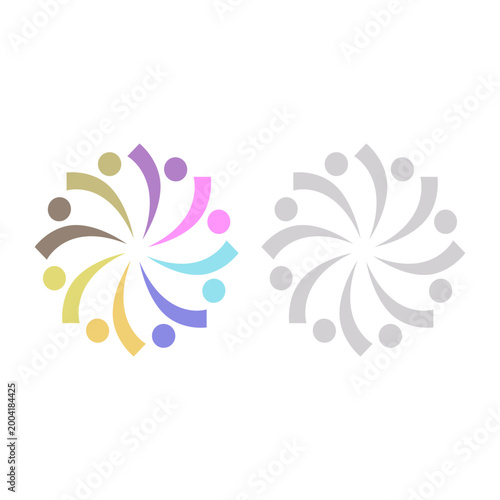 COLORFUL PEOPLE COMMUNITY UNION SIGN SYMBOL LOGO VECTOR ISOLATED ON WHITE