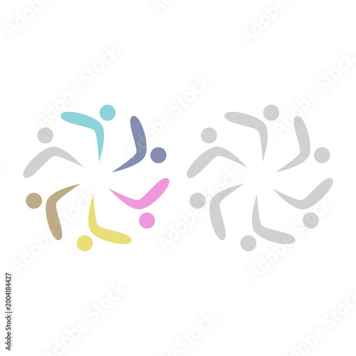 COLORFUL PEOPLE COMMUNITY UNION SIGN SYMBOL LOGO VECTOR ISOLATED ON WHITE