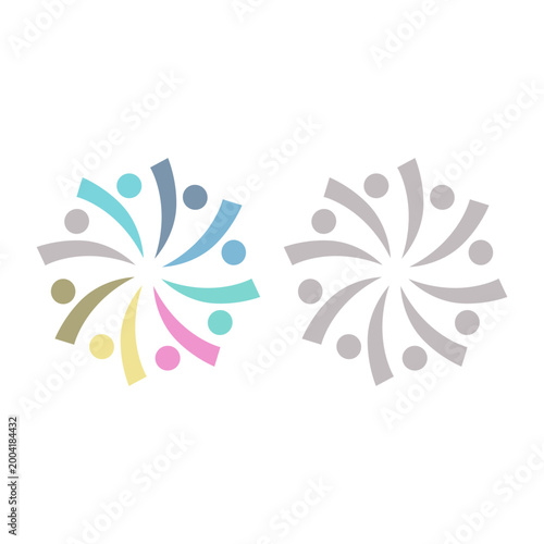 COLORFUL PEOPLE COMMUNITY UNION SIGN SYMBOL LOGO VECTOR ISOLATED ON WHITE
