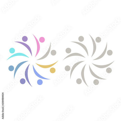 COLORFUL PEOPLE COMMUNITY UNION SIGN SYMBOL LOGO VECTOR ISOLATED ON WHITE
