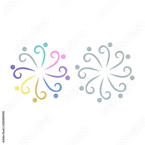 COLORFUL PEOPLE COMMUNITY UNION SIGN SYMBOL LOGO VECTOR ISOLATED ON WHITE