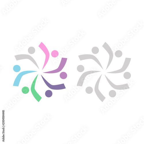 COLORFUL PEOPLE COMMUNITY UNION SIGN SYMBOL LOGO VECTOR ISOLATED ON WHITE