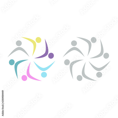 COLORFUL PEOPLE COMMUNITY UNION SIGN SYMBOL LOGO VECTOR ISOLATED ON WHITE