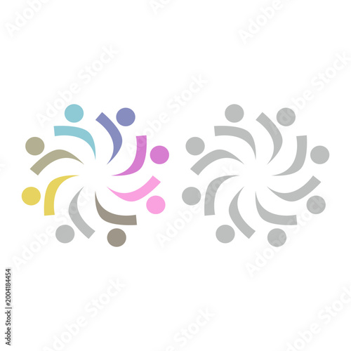 COLORFUL PEOPLE COMMUNITY UNION SIGN SYMBOL LOGO VECTOR ISOLATED ON WHITE