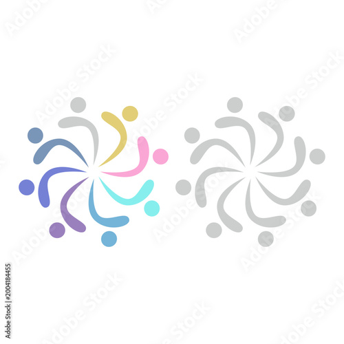 COLORFUL PEOPLE COMMUNITY UNION SIGN SYMBOL LOGO VECTOR ISOLATED ON WHITE