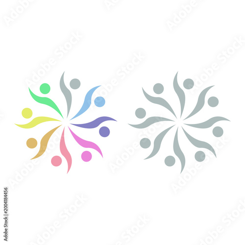 COLORFUL PEOPLE COMMUNITY UNION SIGN SYMBOL LOGO VECTOR ISOLATED ON WHITE