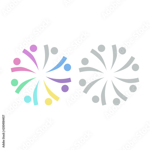 COLORFUL PEOPLE COMMUNITY UNION SIGN SYMBOL LOGO VECTOR ISOLATED ON WHITE