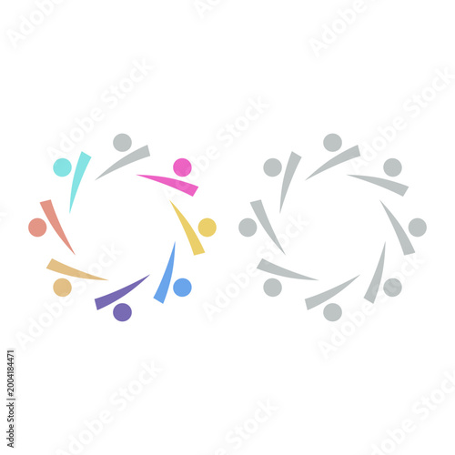 COLORFUL PEOPLE COMMUNITY UNION SIGN SYMBOL LOGO VECTOR ISOLATED ON WHITE