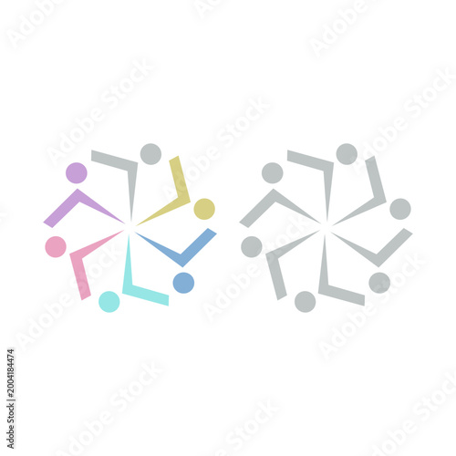 COLORFUL PEOPLE COMMUNITY UNION SIGN SYMBOL LOGO VECTOR ISOLATED ON WHITE