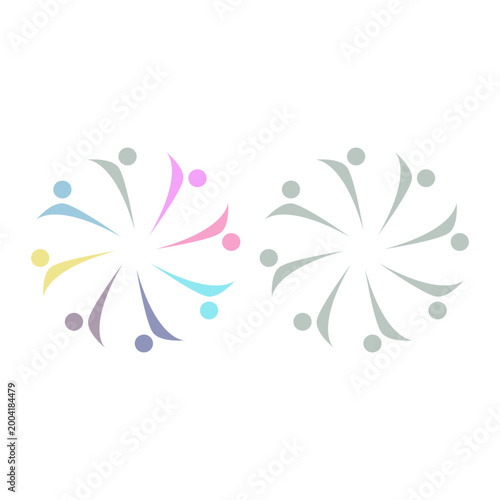 COLORFUL PEOPLE COMMUNITY UNION SIGN SYMBOL LOGO VECTOR ISOLATED ON WHITE