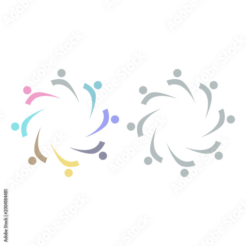 COLORFUL PEOPLE COMMUNITY UNION SIGN SYMBOL LOGO VECTOR ISOLATED ON WHITE