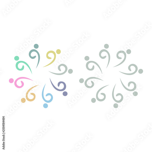 COLORFUL PEOPLE COMMUNITY UNION SIGN SYMBOL LOGO VECTOR ISOLATED ON WHITE