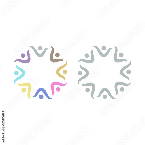 COLORFUL PEOPLE COMMUNITY UNION SIGN SYMBOL LOGO VECTOR ISOLATED ON WHITE