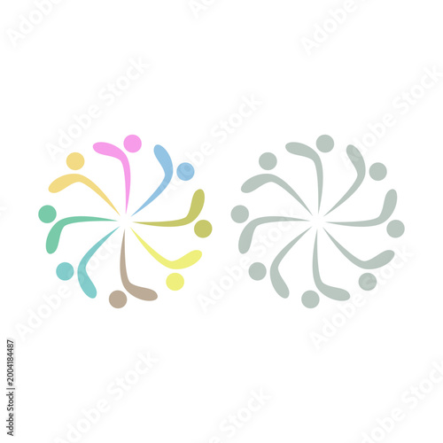 COLORFUL PEOPLE COMMUNITY UNION SIGN SYMBOL LOGO VECTOR ISOLATED ON WHITE