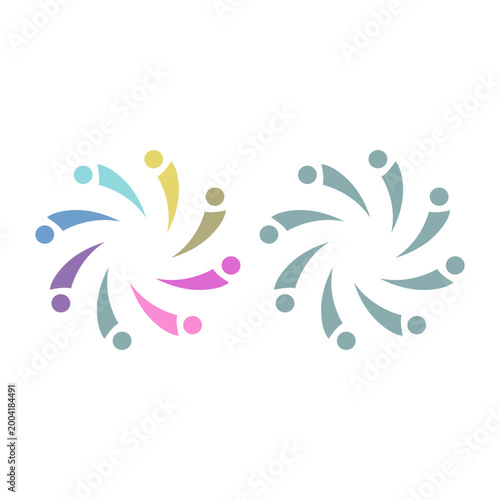 COLORFUL PEOPLE COMMUNITY UNION SIGN SYMBOL LOGO VECTOR ISOLATED ON WHITE