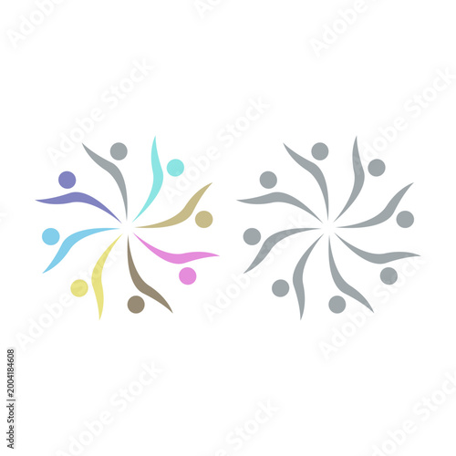 COLORFUL PEOPLE COMMUNITY UNION SIGN SYMBOL LOGO VECTOR ISOLATED ON WHITE