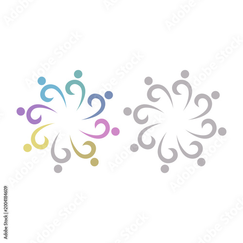 COLORFUL PEOPLE COMMUNITY UNION SIGN SYMBOL LOGO VECTOR ISOLATED ON WHITE